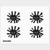 Sticker Ovale Peinture noire en colère (Feuille)