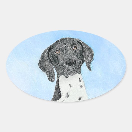 Sticker Ovale Peinture pointeur germanique - Art original (Devant)