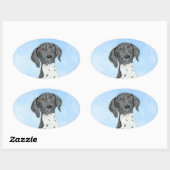 Sticker Ovale Peinture pointeur germanique - Art original (Feuille)