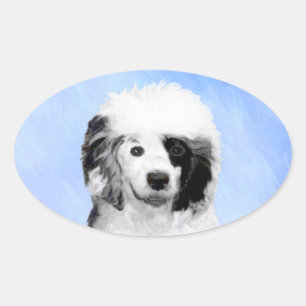 Sticker Ovale Peinture Portugaise de Chien d'Eau - Art original 