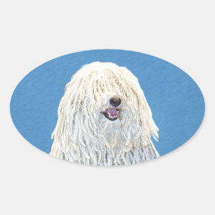 Sticker Ovale Peinture Puli - Cute Original Chien Art