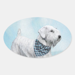 Sticker Ovale Peinture Sealyham Terrier - Cute Original Chien Ar