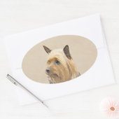 Sticker Ovale Peinture Silky Terrier - Cute Original Chien Art (Enveloppe)