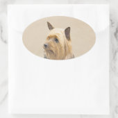 Sticker Ovale Peinture Silky Terrier - Cute Original Chien Art (Sac)