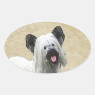 Sticker Ovale Peinture Skye Terrier - Cute Original Chien Art