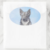 Sticker Ovale Peinture Suédoise Vallhund - Cute Original Chien A (Sac)