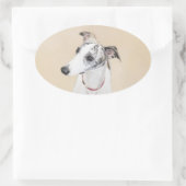 Sticker Ovale Peinture Whippet - Jolie art original chien (Sac)