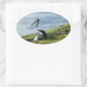Sticker Ovale Pelican Et Canards, (Sac)