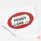 Sticker Ovale Penny Lane, panneau de rue, Liverpool, Royaume-Uni (Enveloppe)