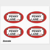 Sticker Ovale Penny Lane, panneau de rue, Liverpool, Royaume-Uni (Feuille)