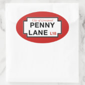 Sticker Ovale Penny Lane, panneau de rue, Liverpool, Royaume-Uni (Sac)