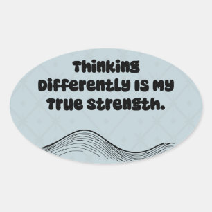Sticker Ovale Penser différemment Force réelle Neurodivergent