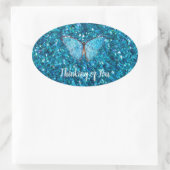 Sticker Ovale Pensez à vous, Bleu brillant, (Sac)