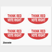 Sticker Ovale Pensez que le vote rouge est juste (Feuille)