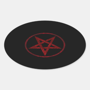 Sticker Ovale Pentagram Red Devil