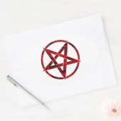 Sticker Ovale Pentagram Red Devil (Enveloppe)