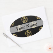 Sticker Ovale Pentagramme noir et or (Enveloppe)