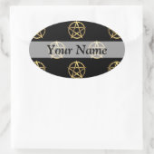 Sticker Ovale Pentagramme noir et or (Sac)
