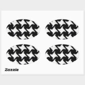 Sticker Ovale Pepita noir et blanc (Feuille)