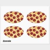Sticker Ovale Pepperoni Pizza Motif (Feuille)