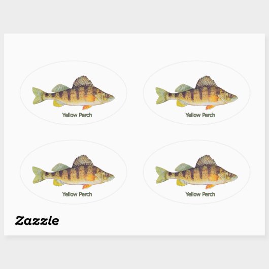 Sticker Ovale Perche jaune intitulé (Feuille)