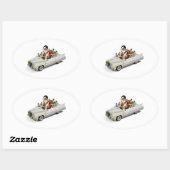 STICKER OVALE **PÈRE NOËL A UNE NOUVELLE MARCHE** NOËL (Feuille)