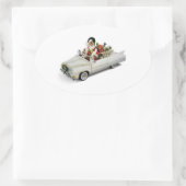 STICKER OVALE **PÈRE NOËL A UNE NOUVELLE MARCHE** NOËL (Sac)