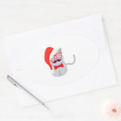 Sticker Ovale Père Noël Cat (Enveloppe)