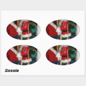 Sticker Ovale Père Noël de Noël à cheval avec de l'art de la nei (Feuille)