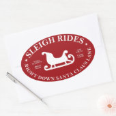 Sticker Ovale Père Noël Lane Sleigh Rides (Enveloppe)