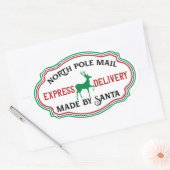 Sticker Ovale Père Noël North Pole Mail Fabriqué par Père Noël O (Enveloppe)
