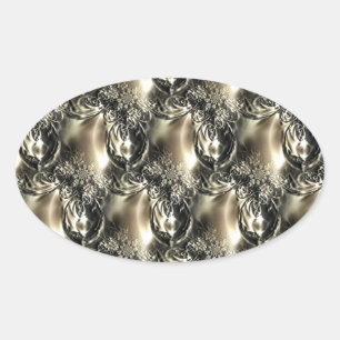 Sticker Ovale Perles dorées