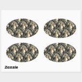 Sticker Ovale Perles dorées (Feuille)