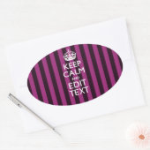 Sticker Ovale Personalisé KEEP CALM Votre texte sur Pink Fuchsia (Enveloppe)