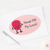 Sticker Ovale Personnalisable "Hands Off My Lunch" Framboise (Enveloppe)
