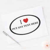 Sticker Ovale Personnalisable - J'aime "N'importe quel texte ici (Enveloppe)