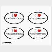 Sticker Ovale Personnalisable - J'aime "N'importe quel texte ici (Feuille)