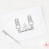 Sticker Ovale Personnalisable LGBT 2 Moms & Baby (Enveloppe)
