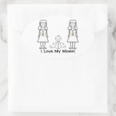 Sticker Ovale Personnalisable LGBT 2 Moms & Baby (Sac)