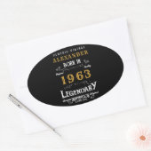 Sticker Ovale Personnalisé 60e anniversaire 1963 Ajouter un nom (Enveloppe)