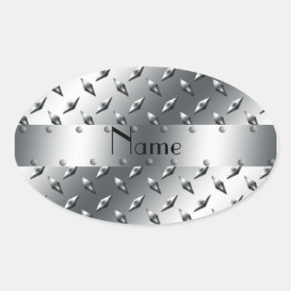 Sticker Ovale Personnalisé avec votre nom plaque diamant acier