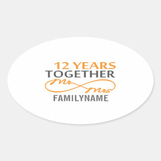 Sticker Ovale Personnalisé M. et Mme 12e anniversaire