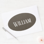 Sticker Ovale Personnalised brown retro pinstripes (Enveloppe)