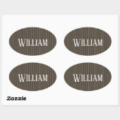 Sticker Ovale Personnalised brown retro pinstripes (Feuille)