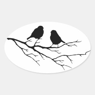 Sticker Ovale Personnaliser de la couleur Deux oiseaux dans l'ar