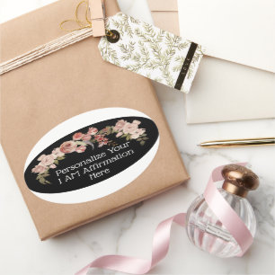 Sticker Ovale Personnaliser Je Suis Affirmation Floral Chrétien