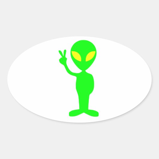 Sticker Ovale Petit Alien vert (Devant)