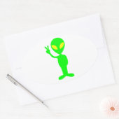 Sticker Ovale Petit Alien vert (Enveloppe)