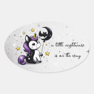 Sticker Ovale Petit Baby shower Unicorn