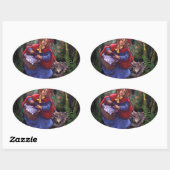 Sticker Ovale Petit Chaperon Rouge (Feuille)